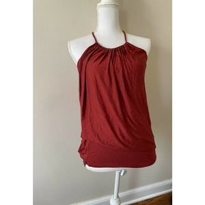 White House Black Market Women's Top Halter Neck Red Sleeveless Size XS